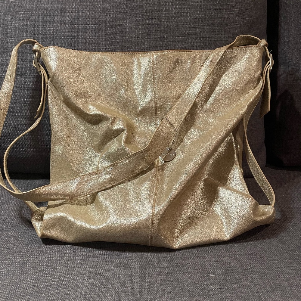 LULU Gold Hobo Style Cross-Body Bag
